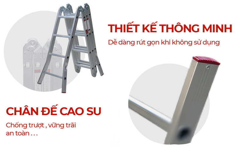 Thang nhôm gấp đa năng 4 đoạn Fujihome ML104S - Hàng chính hãng