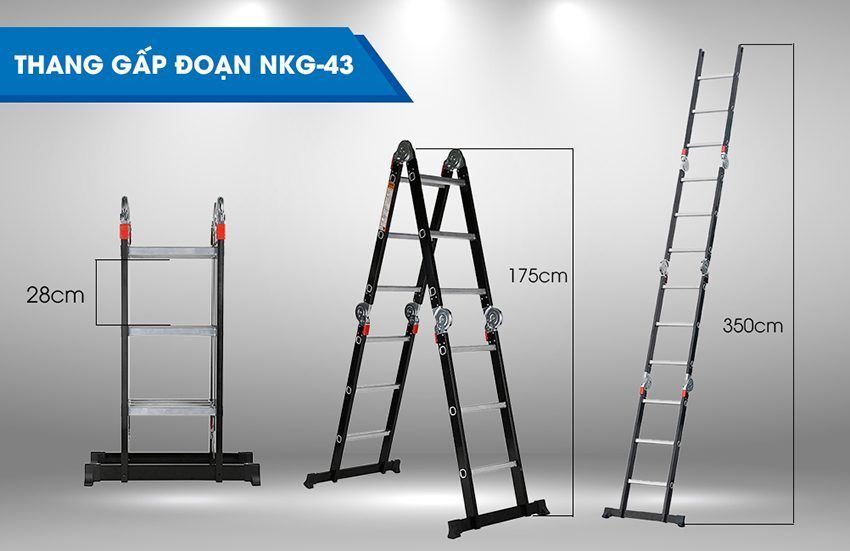 Thang nhôm gấp đoạn Nikawa NKG-43 - Hàng chính hãng