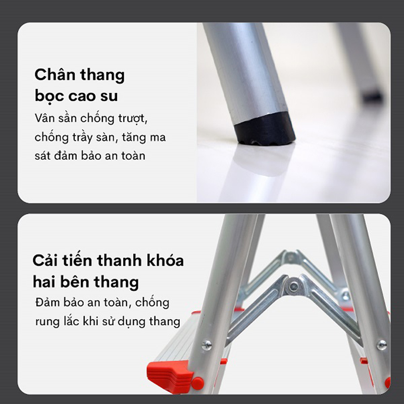 Chân đế bọc cao su, hạn chế trơn trượt và làm xước nền nhà
