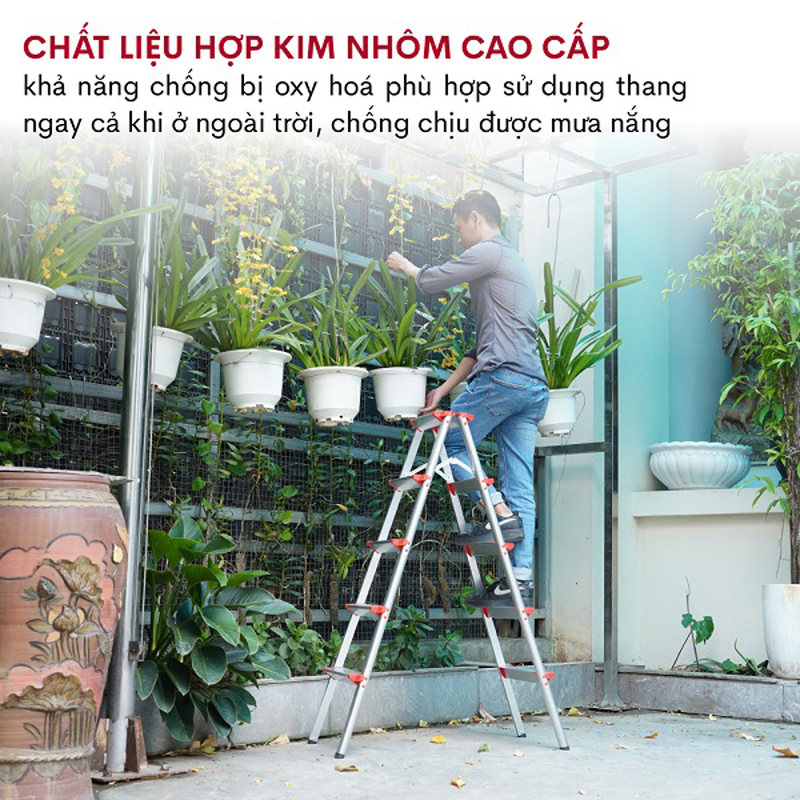Thân thang bằng hợp kim nhôm cao cấp có khả năng chống bị oxy hóa 