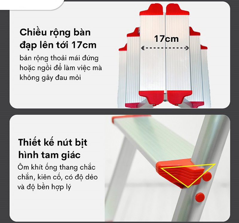 Bàn đạp rộng,  người dùng thoải mái đứng làm việc mà không lo bị trượt ngã