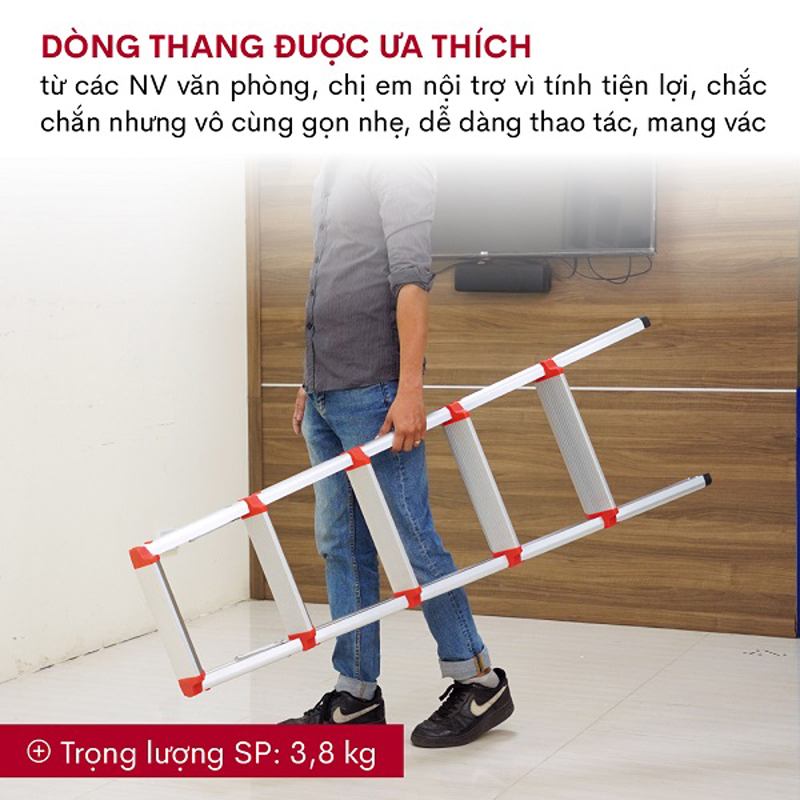 Kích thước nhỏ gọn, cân nặng chỉ 3.8kg, dễ dàng mang theo đến nhiều vị trí