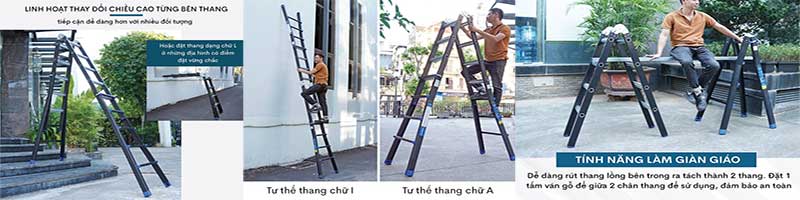 Thang nhôm gấp và rút đa năng 4 đoạn Advindeq AML44B - Hàng chính hãng