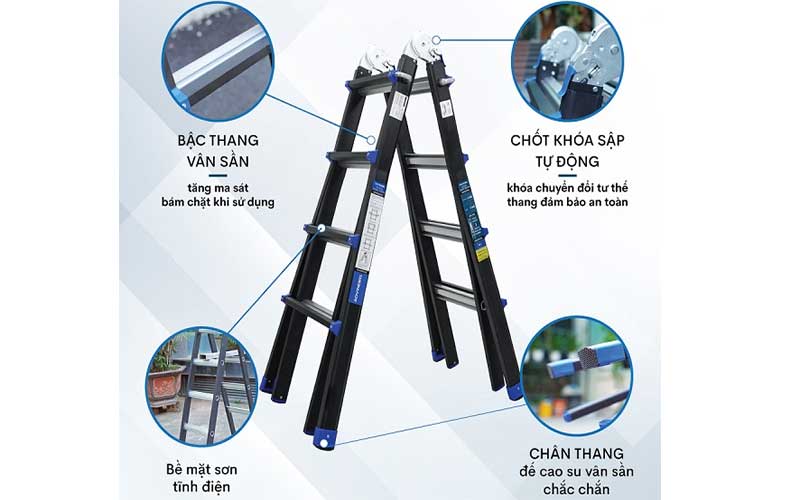 Thang nhôm gấp và rút đa năng 4 đoạn Advindeq AML44B - Hàng chính hãng
