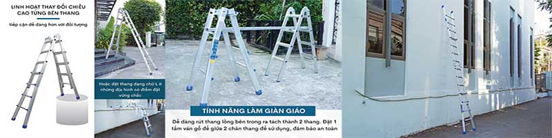 Thang nhôm gấp và rút đa năng 4 đoạn Advindeq AML44W - Hàng chính hãng