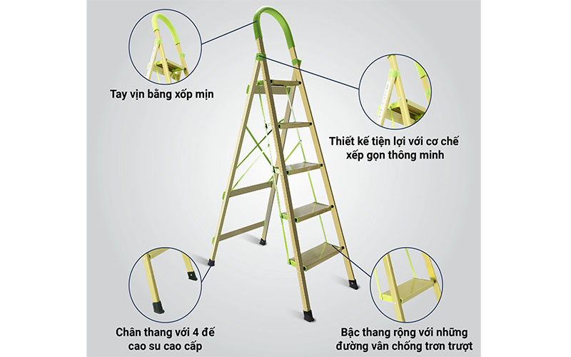 Thiết kế của Thang nhôm ghế Hakawa HK-005