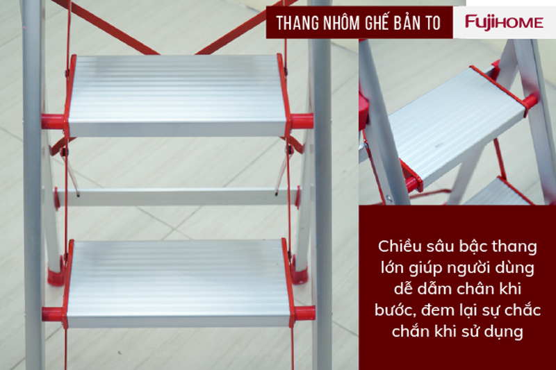Thang nhôm ghế bản to 4 bậc Fujihome SL-304 - Hàng chính hãng