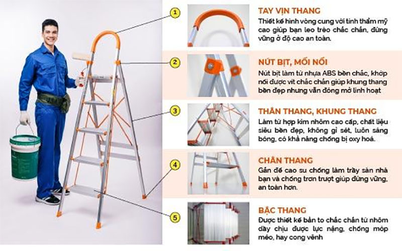 Thang nhôm ghế rút đơn Nakata TY-105B - Hàng chính hãng