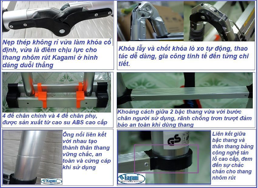 Thang nhôm rút đôi 3.8m Kagami KT-38 AI - Hàng chính hãng
