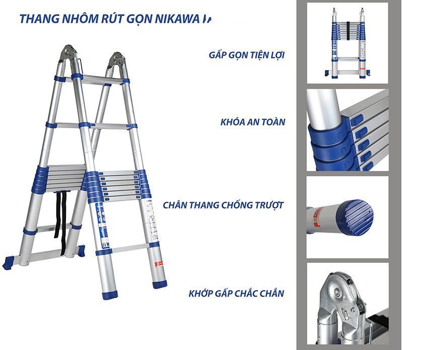 Thang nhôm rút đôi Nikawa NK-50AI - Hàng chính hãng