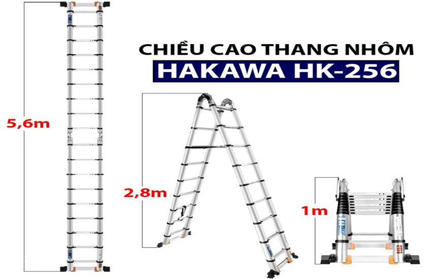 Thang nhôm rút đôi chữ A Hakawa HK-256 - Hàng chính hãng