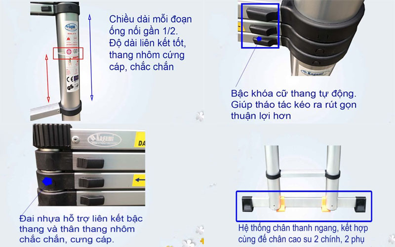 Thang nhôm rút đơn Kagami KT-65 - Hàng chính hãng
