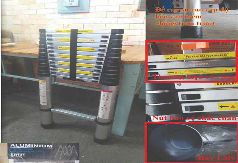 Thiết kế của Thang nhôm rút đơn Nakata TY-612