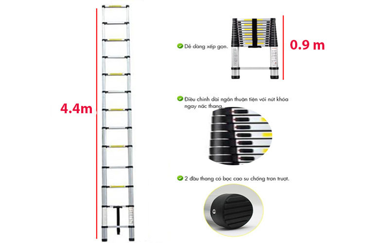 Thang nhôm rút đơn Nakata TY-614 - Hàng chính hãng