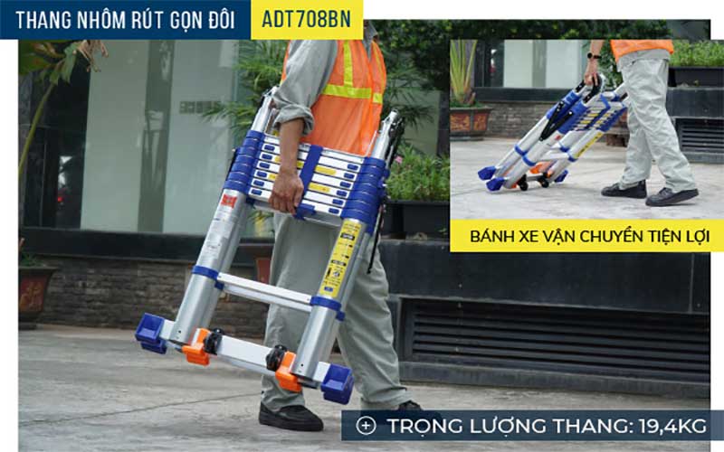 Thang nhôm rút gọn chữ A Advindeq ADT708BN - Hàng chính hãng