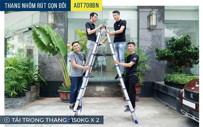Thang nhôm rút gọn chữ A Advindeq ADT708BN - Hàng chính hãng