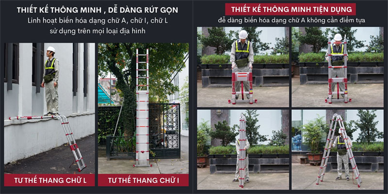 Thiết kế thông minh của Thang nhôm rút gọn chữ A Fujihome TLA07R