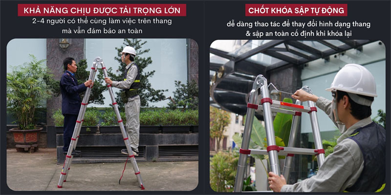 Tải trọng của Thang nhôm rút gọn chữ A Fujihome TLA07R