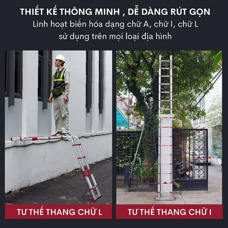 Thang nhôm rút gọn chữ A FujiHome TLA08R - Hàng chính hãng