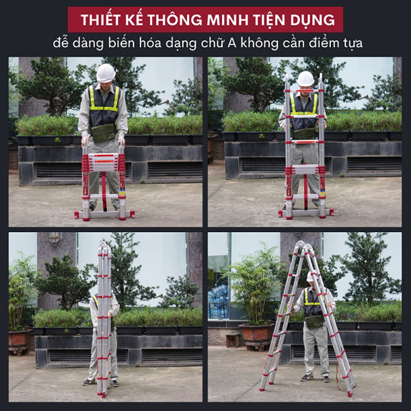 Thang nhôm rút gọn chữ A FujiHome TLA08R - Hàng chính hãng