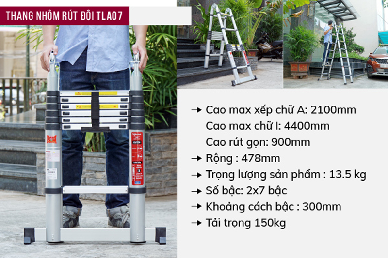 Thang nhôm rút gọn chữa A Fujihome TLA07 - Hàng chính hãng