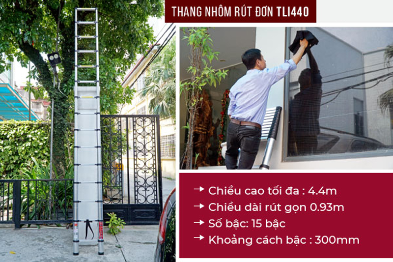 Thang nhôm rút gọn đơn Fujihome TLI440 - Hàng chính hãng