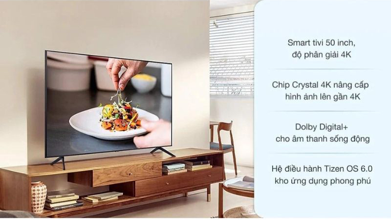 Smart tivi Samsung 50 inch 4K UA50AU7700 - Hàng chính hãng