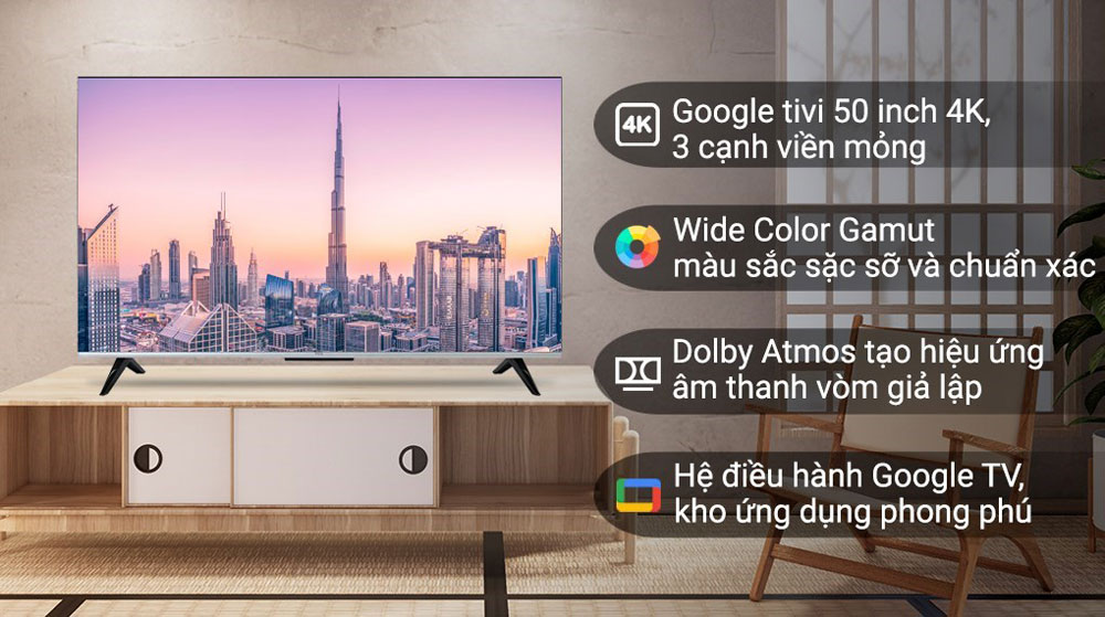 Google Tivi TCL 4K 50 inch 50P737 - Hàng chính hãng