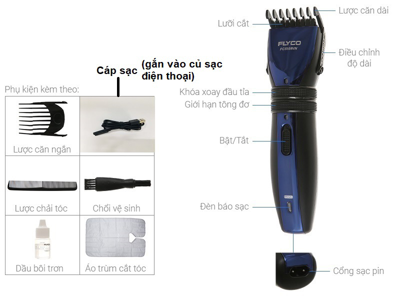 Tông đơ cắt tóc Flyco FC5809VN - Hàng chính hãng