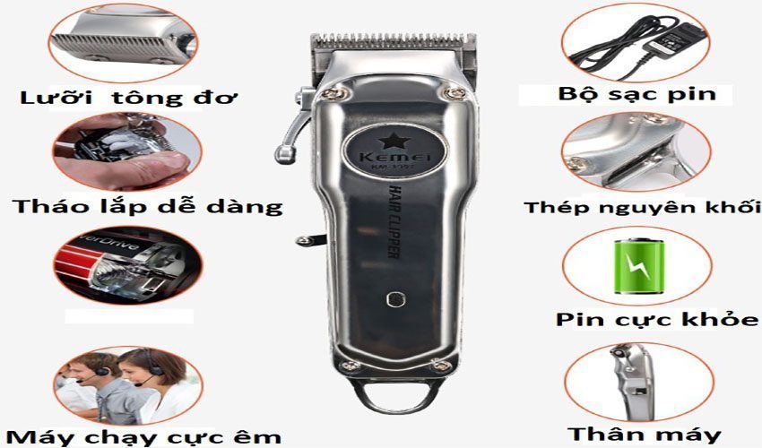 Tông đơ không dây Kemei KM-1997 - Hàng chính hãng