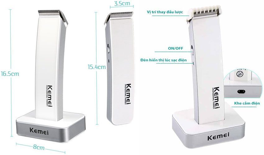 Tông đơ cắt tóc không dây Kemei KM-619 - Hàng chính hãng