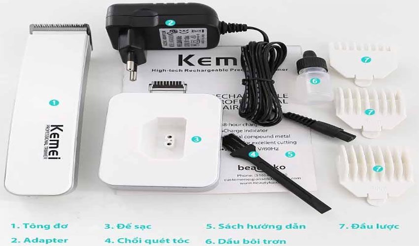 Tông đơ cắt tóc không dây Kemei KM-619 - Hàng chính hãng