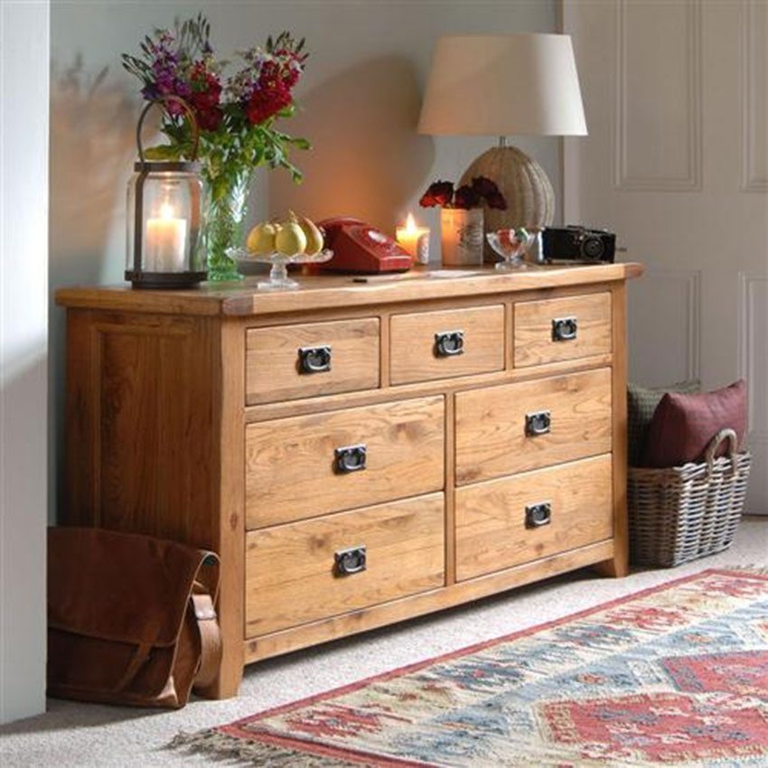 Tủ 7 hộc kéo gỗ sồi Mỹ 1m55 x 40 x 80 - Hàng chính hãng
