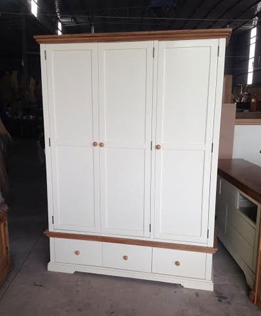 Tủ áo 3 cánh trắng nóc sồi 1m4 x 1m9 x 55  - Hàng chính hãng