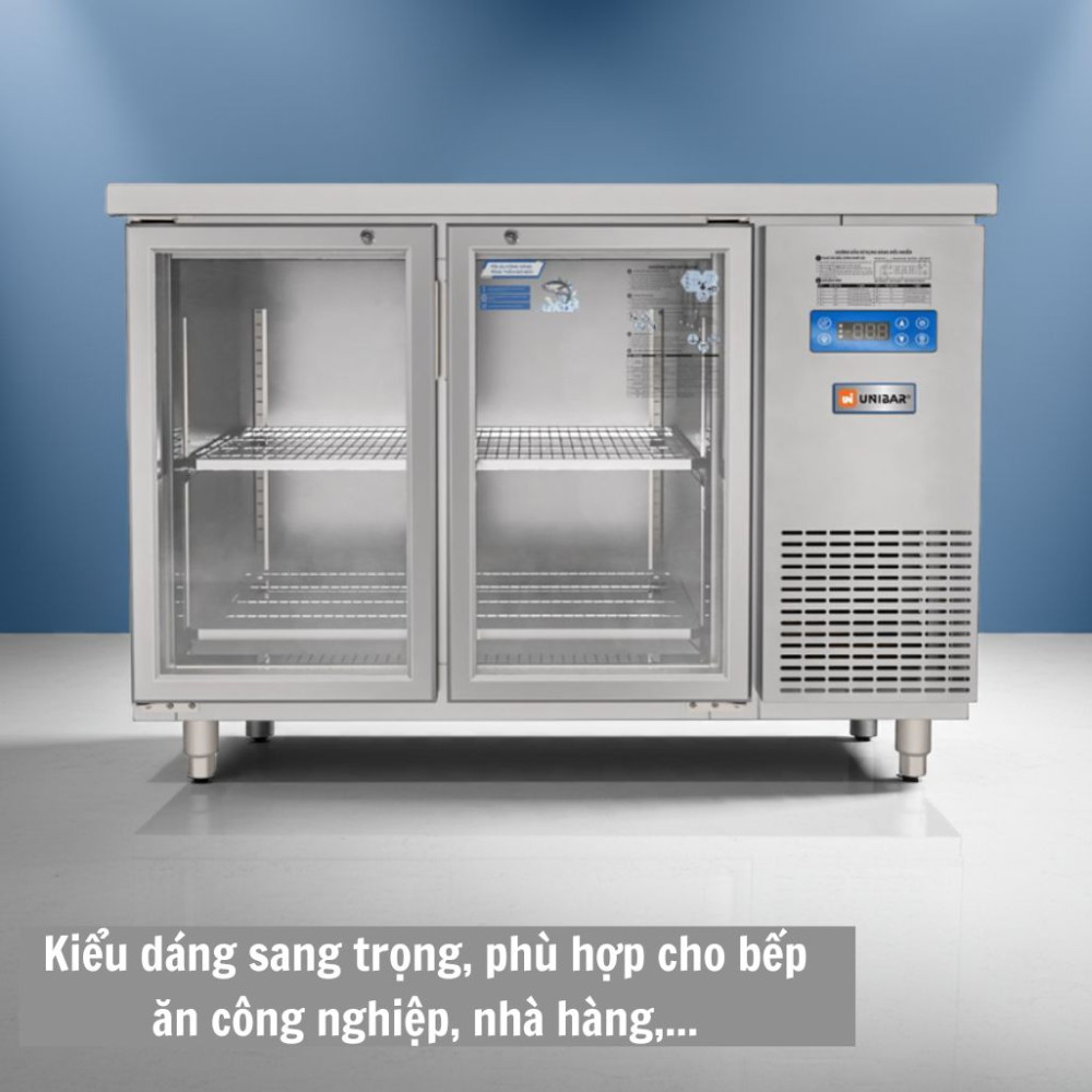 Tủ bàn mát quạt gió Unibar 2 cánh mở kính UB-2MK1275 - Hàng chính hãng
