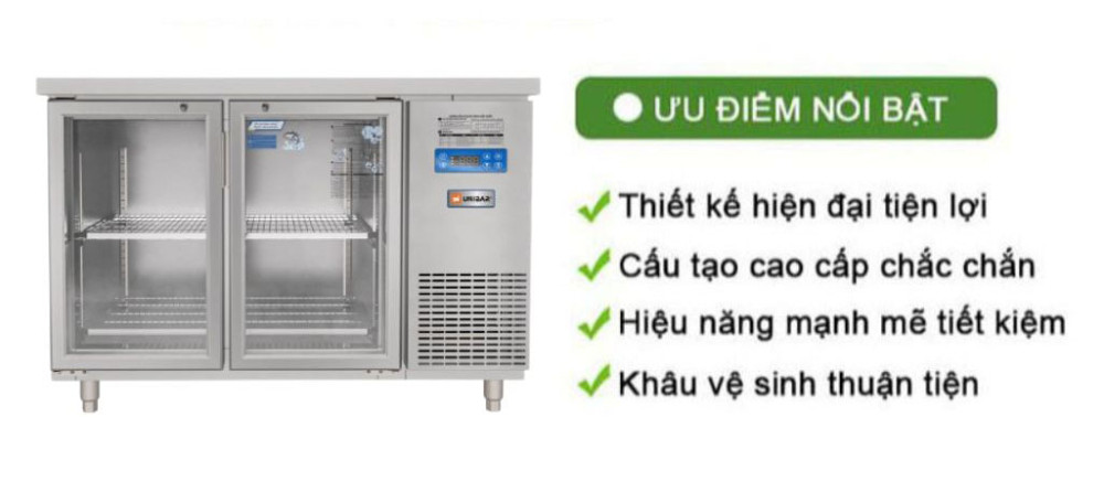 Tủ bàn mát quạt gió Unibar 2 cánh mở kính UB-2MK1275 - Hàng chính hãng