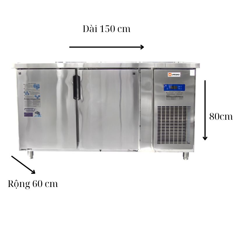 Kích thước của bàn mát Unibar UB-2MI1560