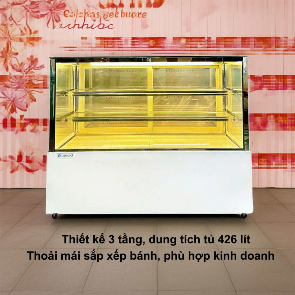 Tủ bánh 3 tầng kính vuông Lightcool DG-1200Z Sấy Kính 4 Mặt 1.2M  - Hàng chính hãng
