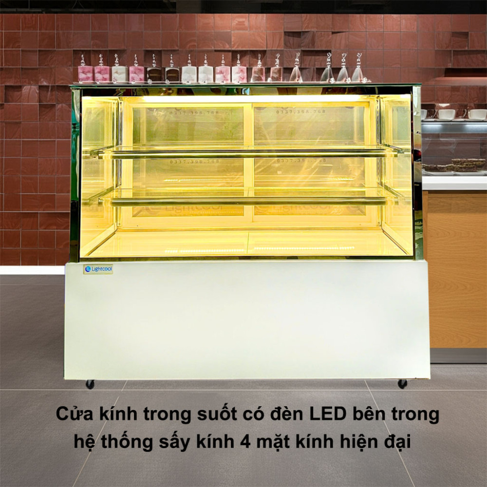 Tủ bánh 3 tầng kính vuông Lightcool DG-1200Z Sấy Kính 4 Mặt 1.2M  - Hàng chính hãng