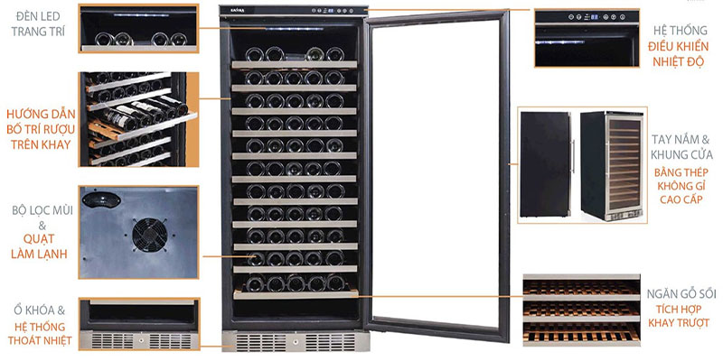 Tủ bảo quản rượu Kadeka KA-110WR - Hàng chính hãng