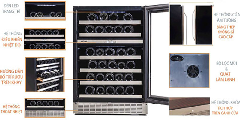 Tủ bảo quản rượu Kadeka KA-45WR - Hàng chính hãng