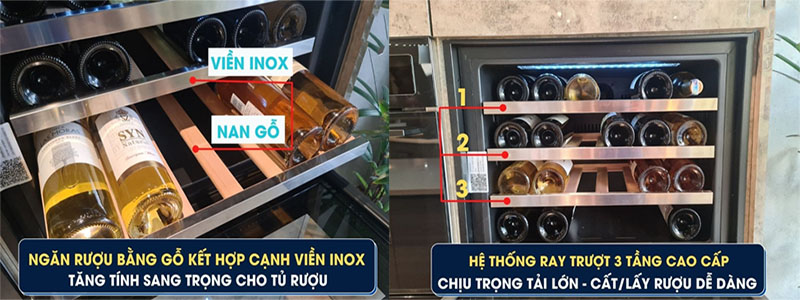 Chất liệu của Tủ bảo quản rượu vang Malloca MWC-24CP