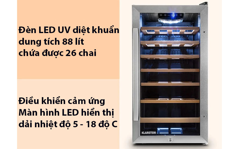 Tủ bảo quản rượu vang Klarstein Vinamour 88L - 26 Chai