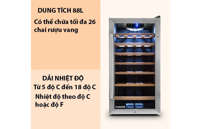 Tủ bảo quản rượu vang Klarstein Vivo Vino - Hàng chính hãng
