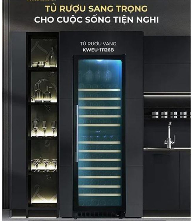 Tủ bảo quản rượu vang âm tủ Kocher KWEU-11126B - Hàng chính hãng