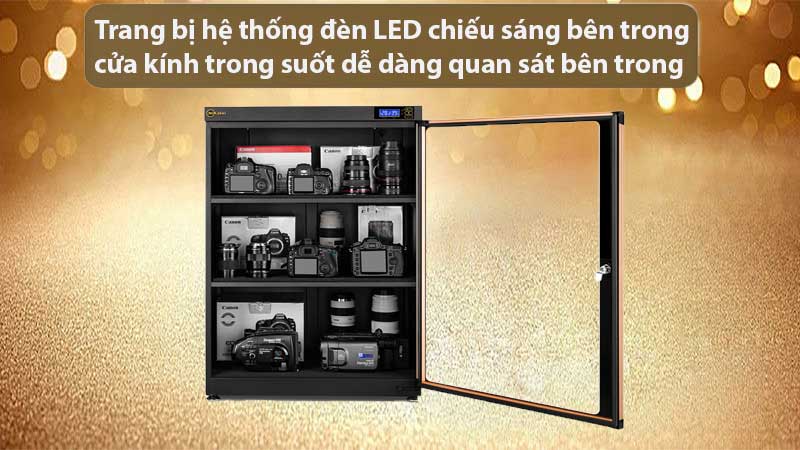 Thiết kế đèn chiếu sáng của Tủ chống ẩm Nikatei NC-230HS