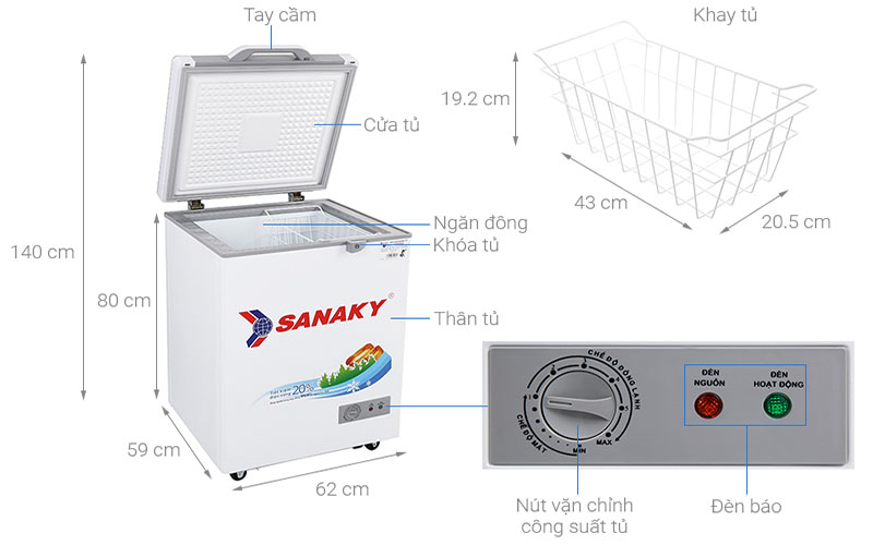 Tủ đông 1 cánh Sanaky VH-1599HYK - Hàng chính hãng