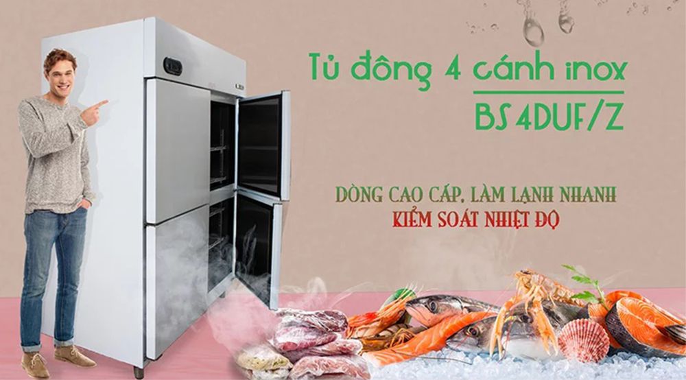 Tủ đông 4 cánh inox Berjaya BS4DUF/Z - Hàng chính hãng