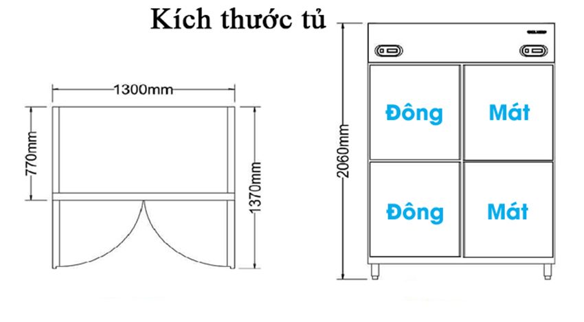 Tủ nủa đông nửa mát 4  cánh Berjaya BS DU2F2C/Z - Hàng chính hãng
