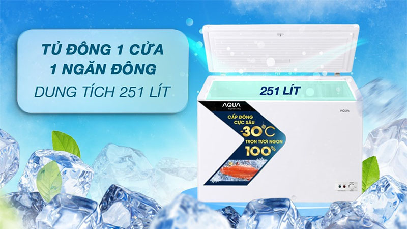 Tủ đông Aqua 251 lít AQF-C3501S - Hàng chính hãng